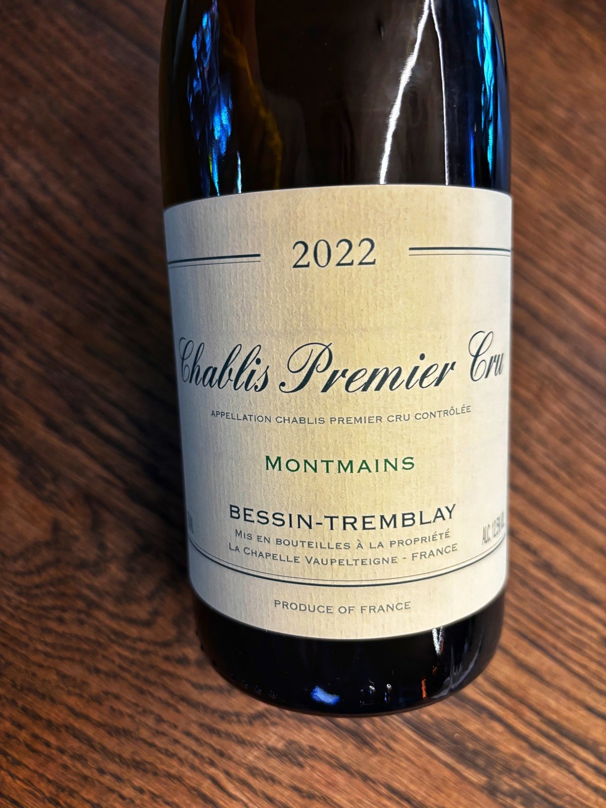 BESSIN TREMBLAY- CHABLIS 1er Cru MONTMAINS 2022 12,5 vol. 0.75L.